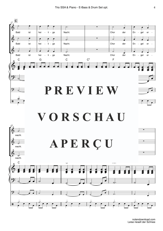 Produktgalerie: Seite 7 von 11 Leise rieselt der Schnee, , Frauenchor/Ensemble SAA und Klavier - E-Bass und Drum Set optional