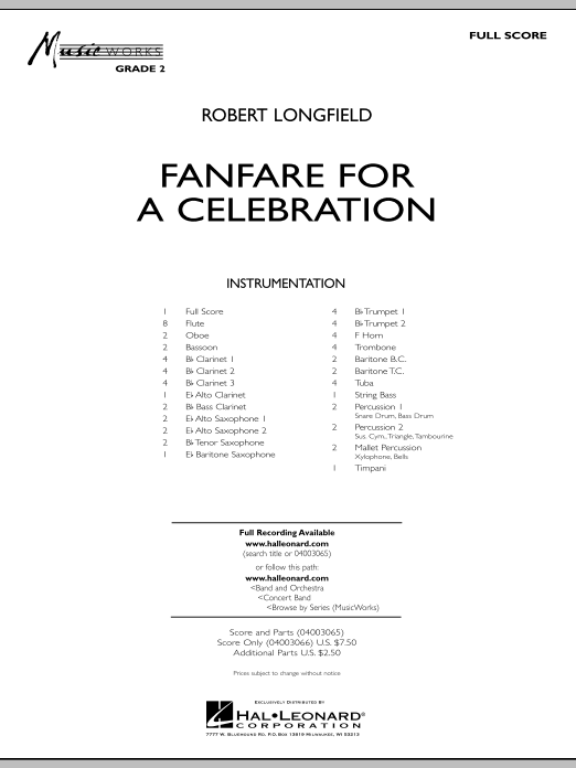 Produktgalerie: Seite 1 von 1 Fanfare For A Celebration - Full Score, Robert Longfield, Ensemble