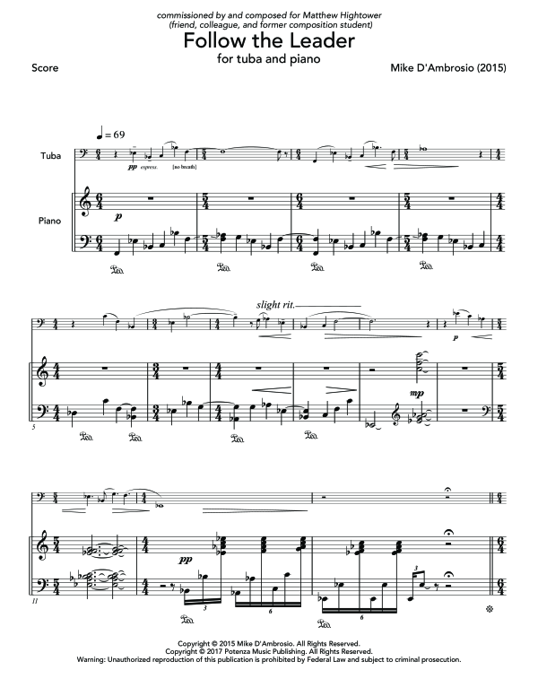 Product gallery: Page 1 of 11 Follow The Leader, , (tuba and piano)