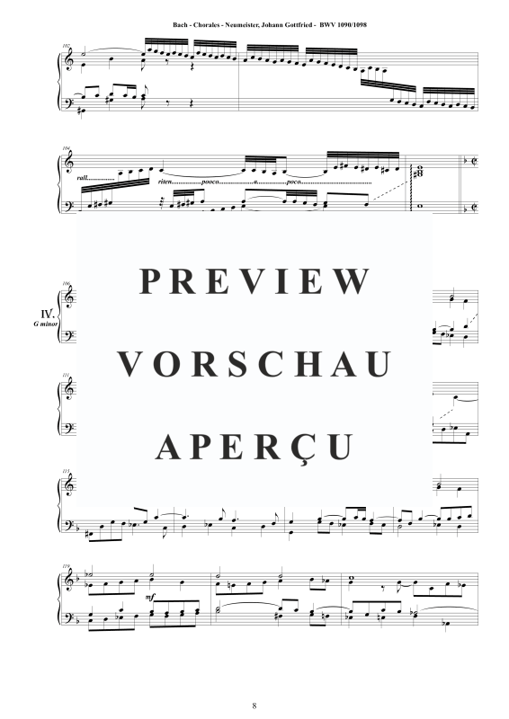Produktgalerie: Seite 9 von 11 9 Choräle Neumeister BWV 1090 - 1098, , Cembalo/Klavier Solo
