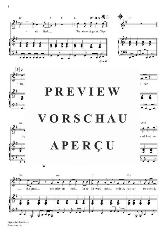 Product gallery: Page 9 of 11 American Pie , Mc Lean, Don, Voice with Piano Accompaniment