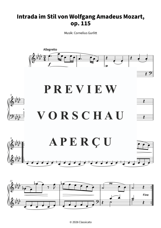 Produktgalerie: Seite 5 von 6 Intrada im Mozart-Stil über "Ach du lieber Augustin", , Klavier Solo