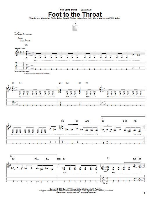 Produktgalerie: Seite 1 von 1 Foot To The Throat, Lamb Of God, Gitarre