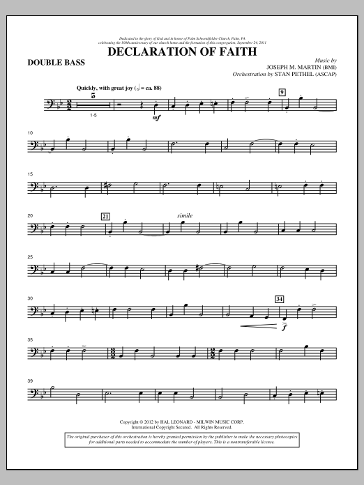 Product picture to: Declaration Of Faith - Double Bass