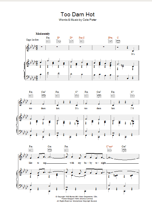 Produktgalerie: Seite 1 von 1 Too Darn Hot (from Kiss Me, Kate), Cole Porter, Gesang, Gitarre, Klavier
