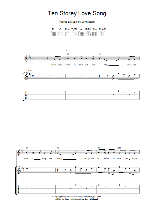 Produktgalerie: Seite 1 von 1 Ten Storey Love Song, The Stone Roses, Gitarre