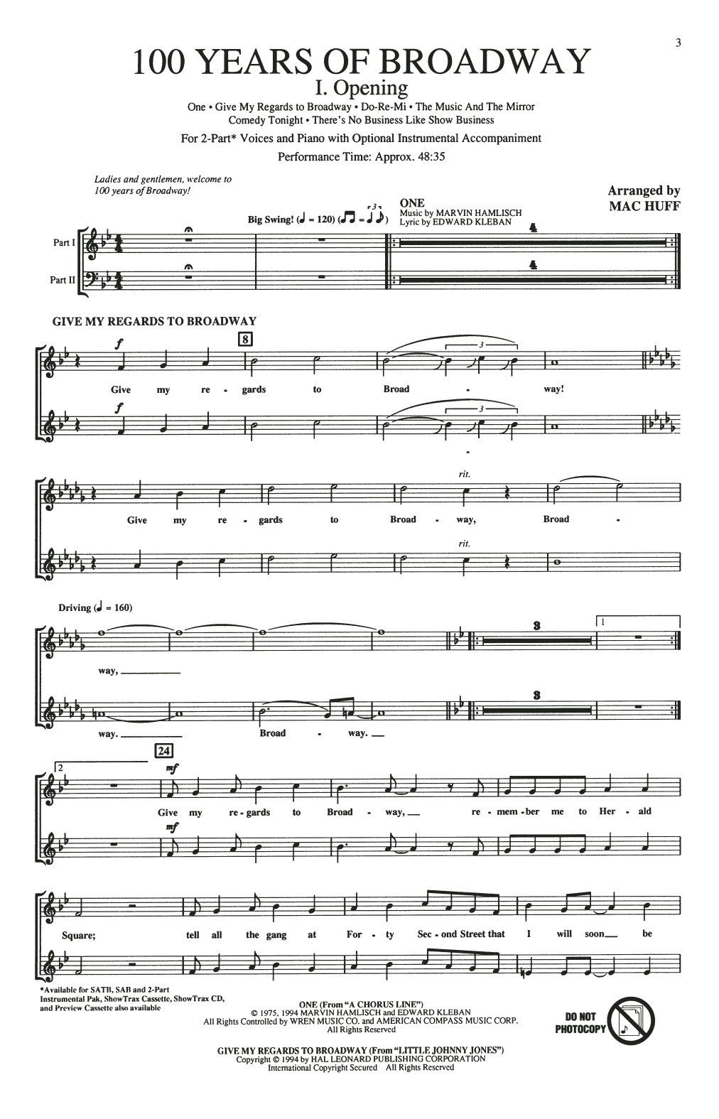 Product picture to: 100 Years of Broadway (Medley) (Singer's Edition)
