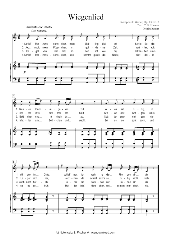 Product picture to: Wiegenlied  Weber, Op. 13 No. 2