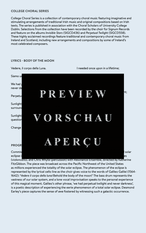 Produktgalerie: Seite 3 von 11 Body of the Moon, , Solo Gesang, Gemischter Chor, Violoncello und Trommel