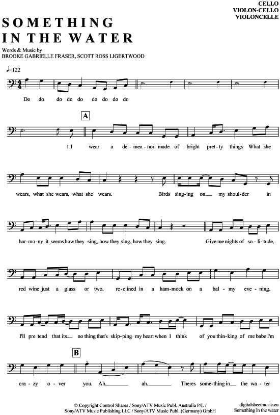 Produktgalerie: Seite 1 von 4 Something in the water , Fraser, Brooke, (Violon-Cello)