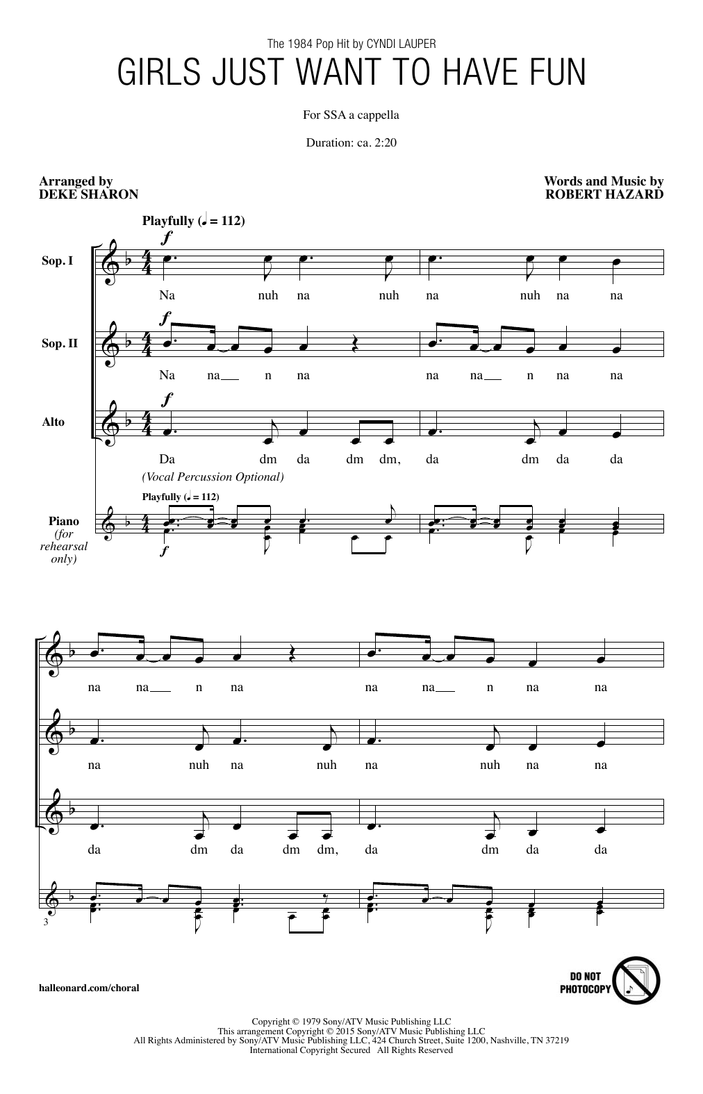 Product gallery: Page 1 of 1 Girls Just Want To Have Fun (arr. Deke Sharon), Cyndi Lauper