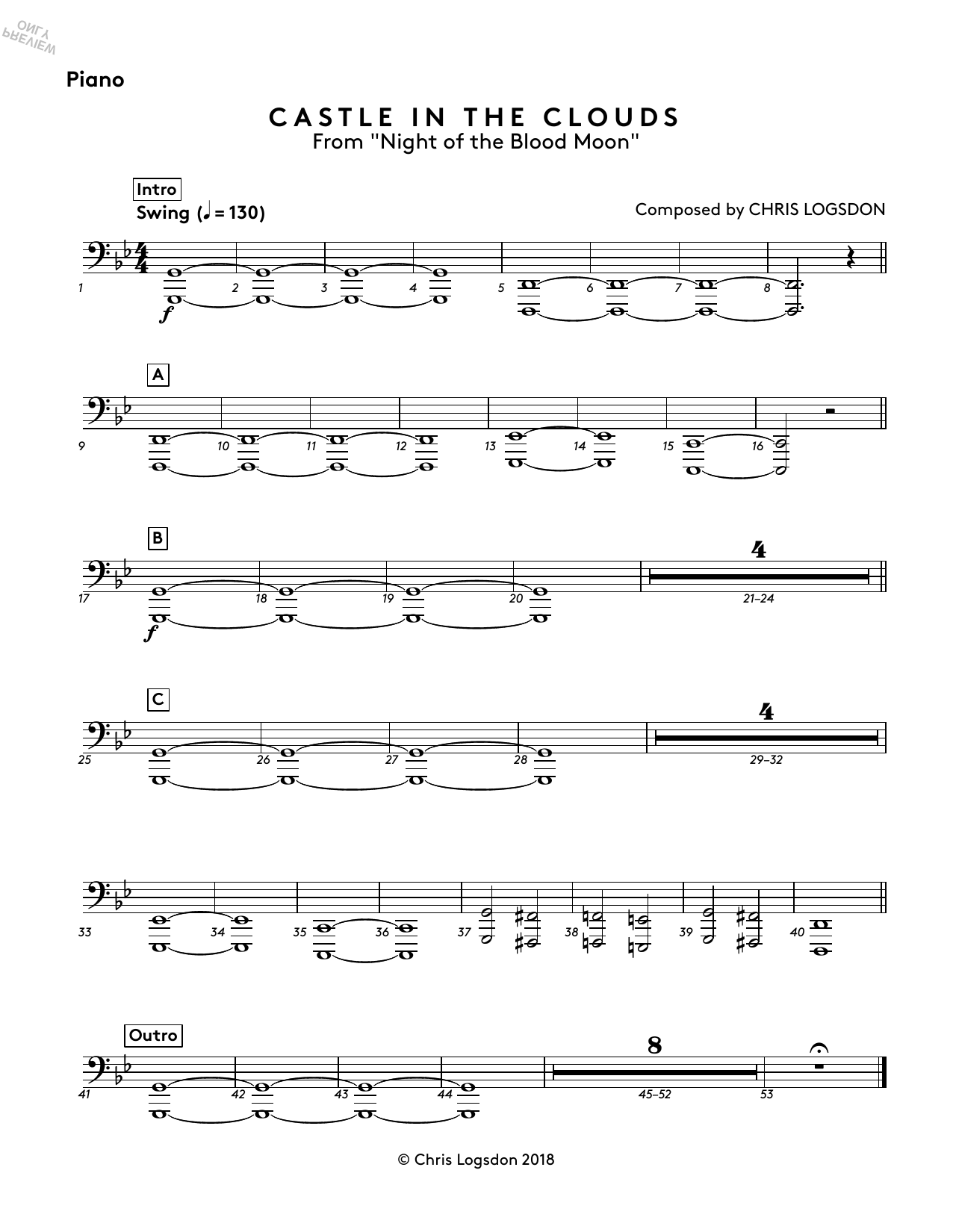 Produktbild zu: Castle In The Clouds (from Night of the Blood Moon) - Piano