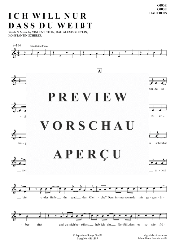 gallery: Ich will nur dass du weißt , SDP, Tawil, Adel, Oboe