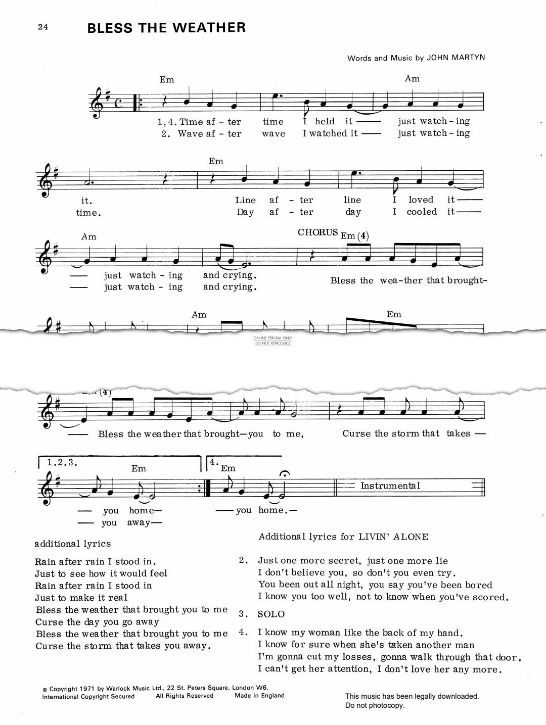 Product gallery: Page 1 of 1 Bless The Weather, John Martyn