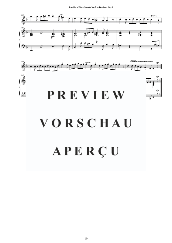 Produktgalerie: Seite 11 von 11 Flötensonate Nr. 3 d-Moll Op. 5, , Zwei Flöten und Cembalo