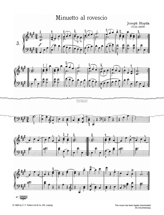 Produktgalerie: Seite 1 von 1 Minuetto al rovescio, Joseph Haydn, Klavier