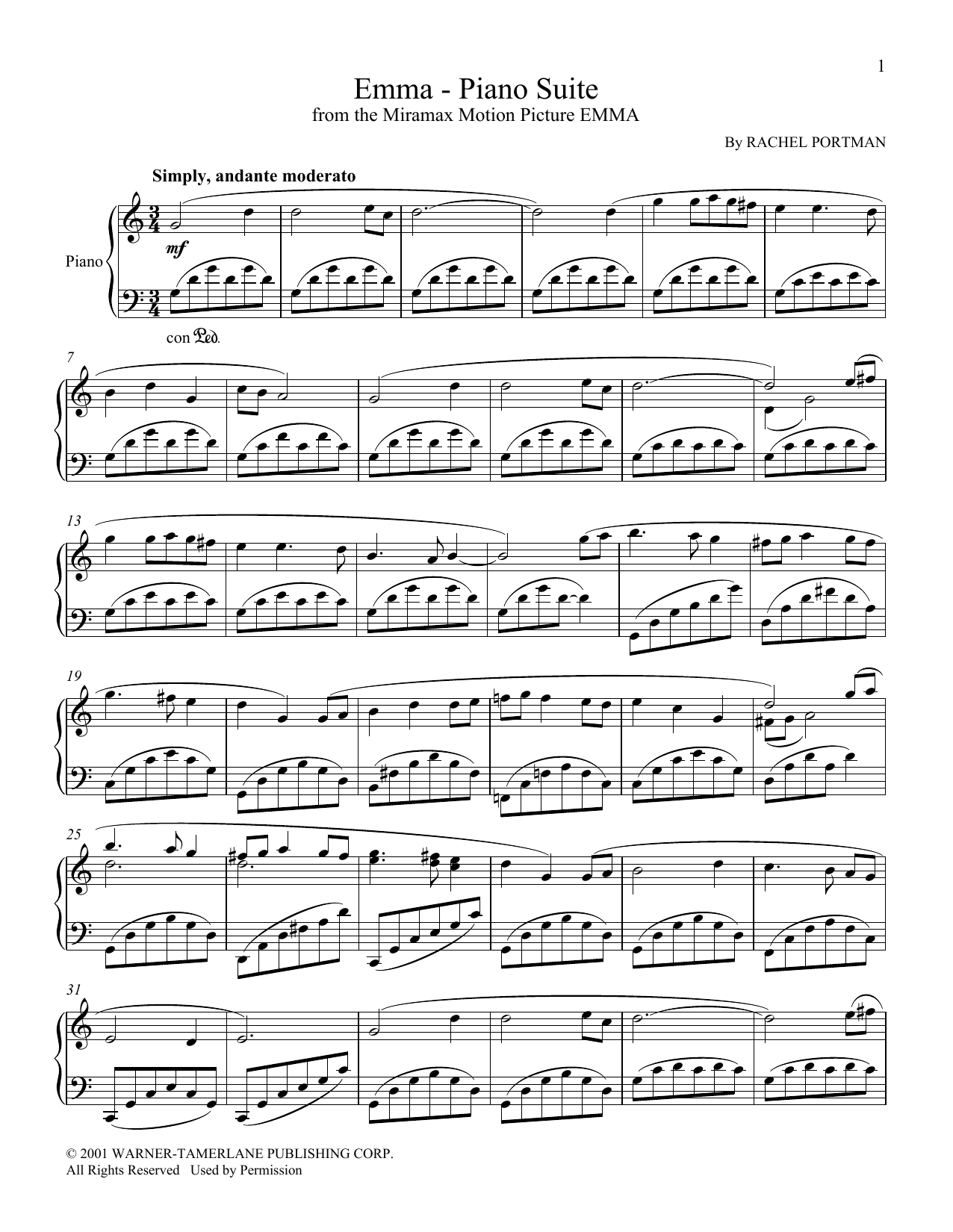 Product gallery: Page 1 of 1 Emma - Piano Suite, Rachel Portman