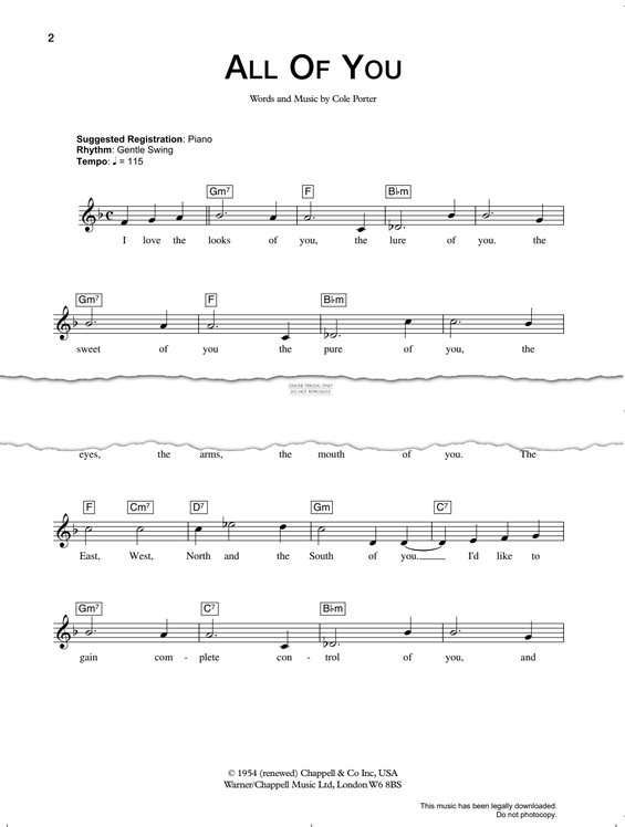 Produktgalerie: Seite 1 von 1 All Of You, Cole Porter, Gesang, Gitarre, Keyboard