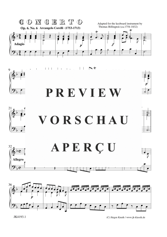 gallery: Concerto Op.6. No.6, , Klavier/Cembalo Solo