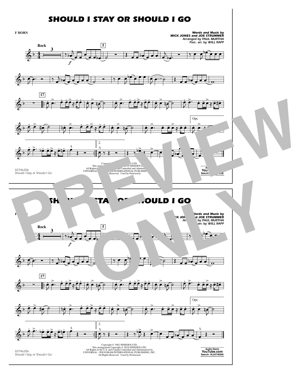 Product picture to: Should I Stay Or Should I Go - F Horn