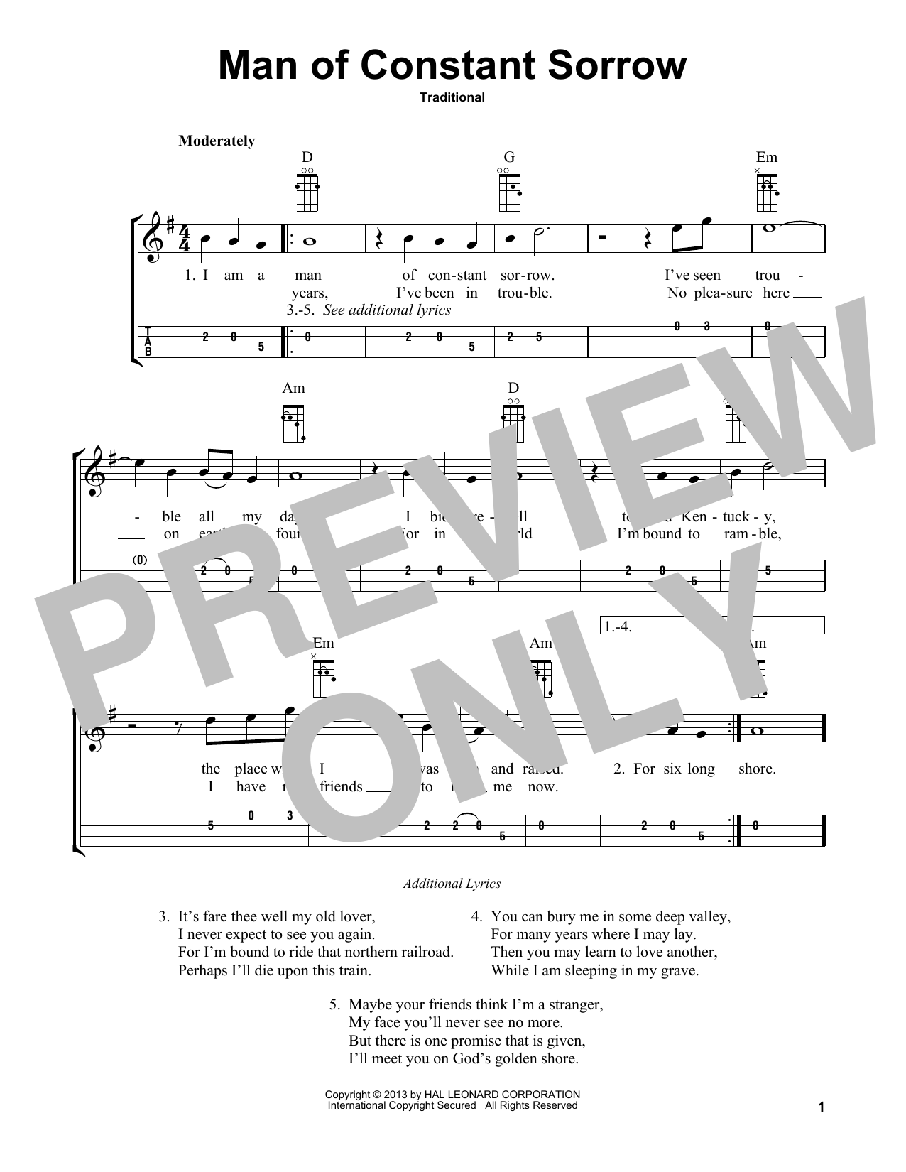 Product picture to: Man Of Constant Sorrow (arr. Bobby Westfall)