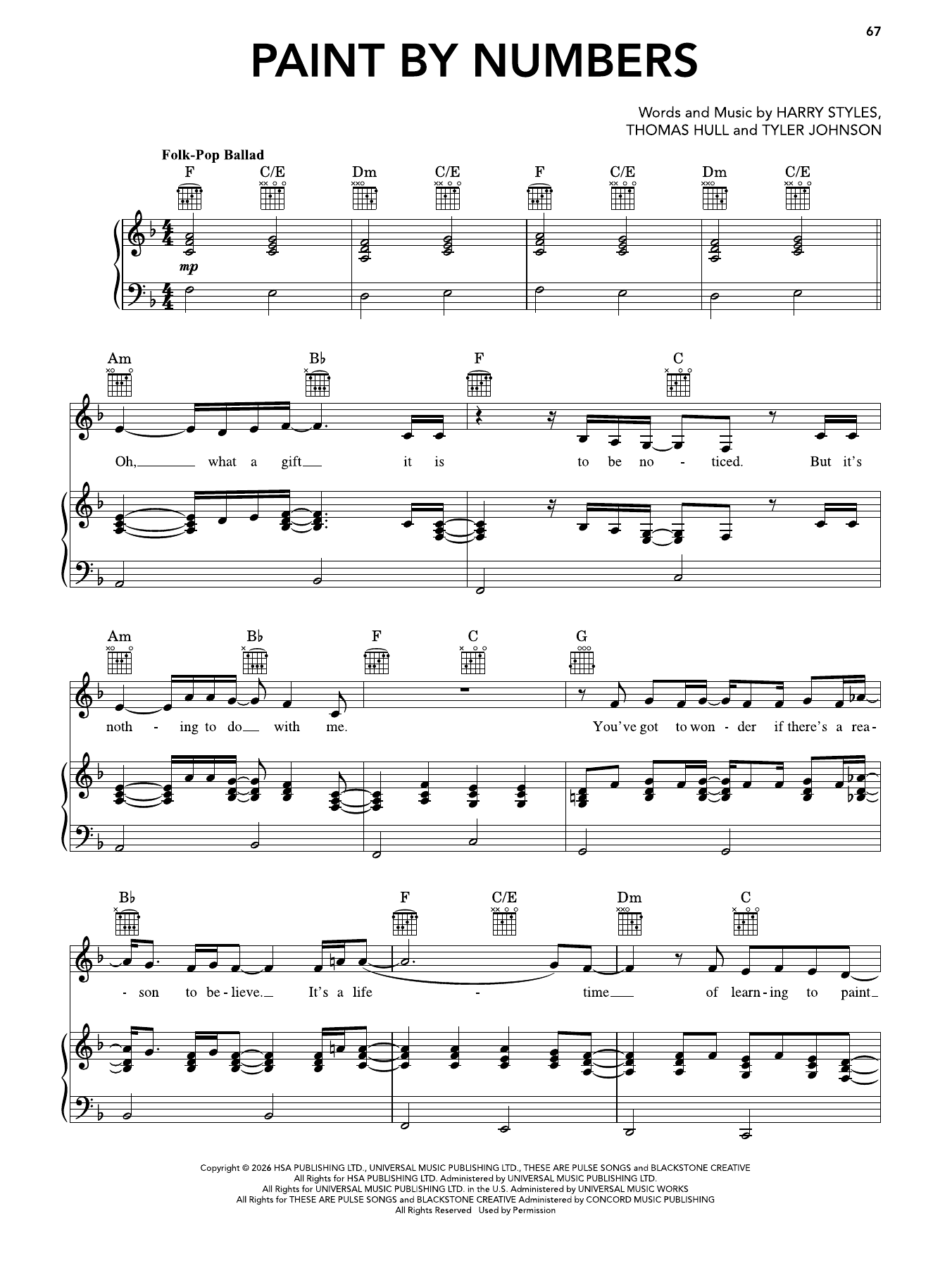 Produktgalerie: Seite 1 von 1 Paint By Numbers, Harry Styles, Gesang, Gitarre, Klavier