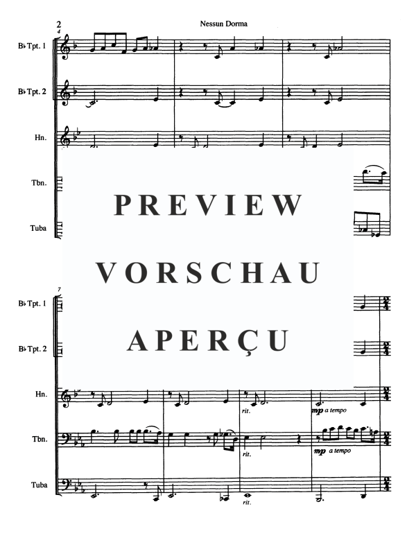 Product gallery: Page 4 of 11 Nessun Dorma, , Brass Quintet