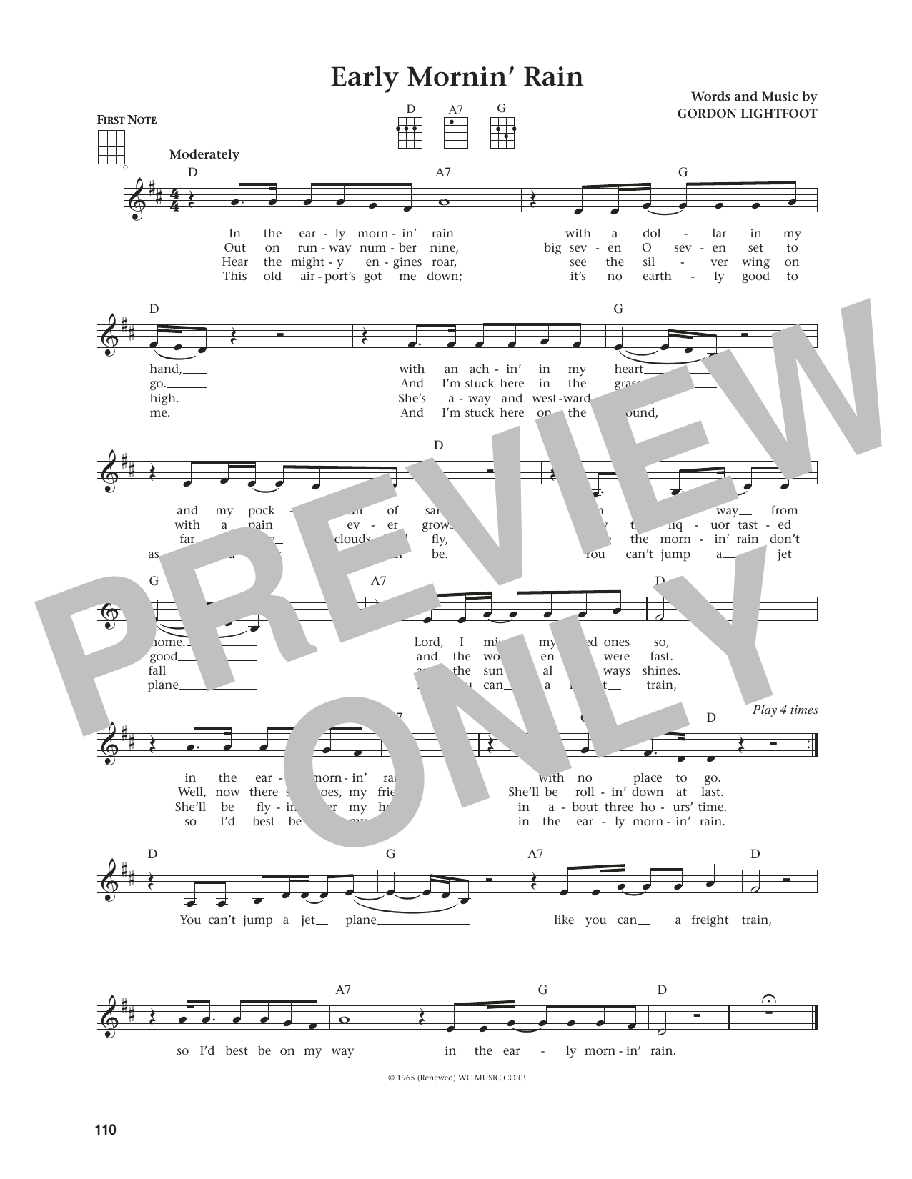 Produktgalerie: Seite 1 von 1 Early Mornin' Rain (from The Daily Ukulele) (arr. Jim Beloff), Gordon Lightfoot, Ukulele