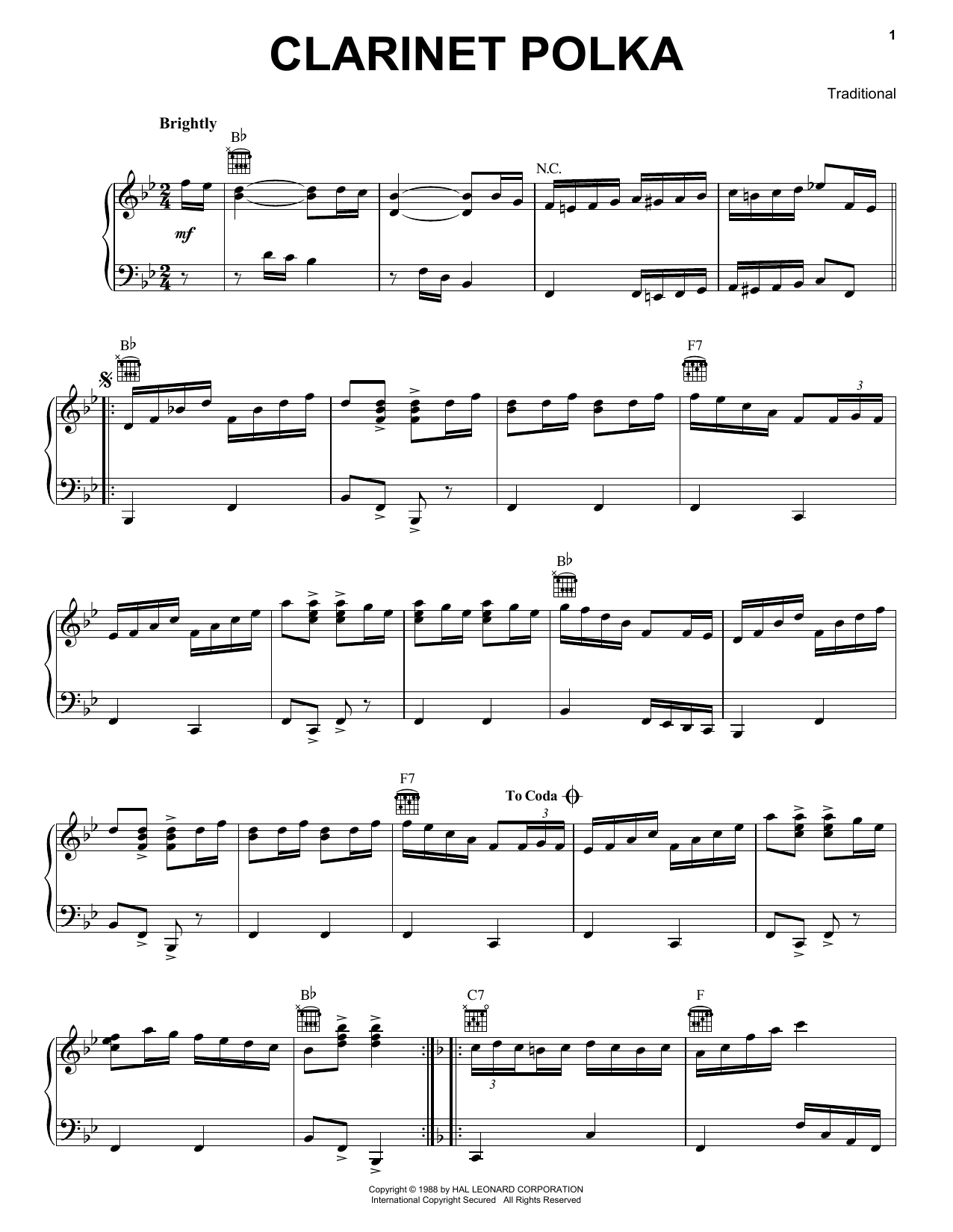 Product gallery: Page 1 of 1 Clarinet Polka, Traditional