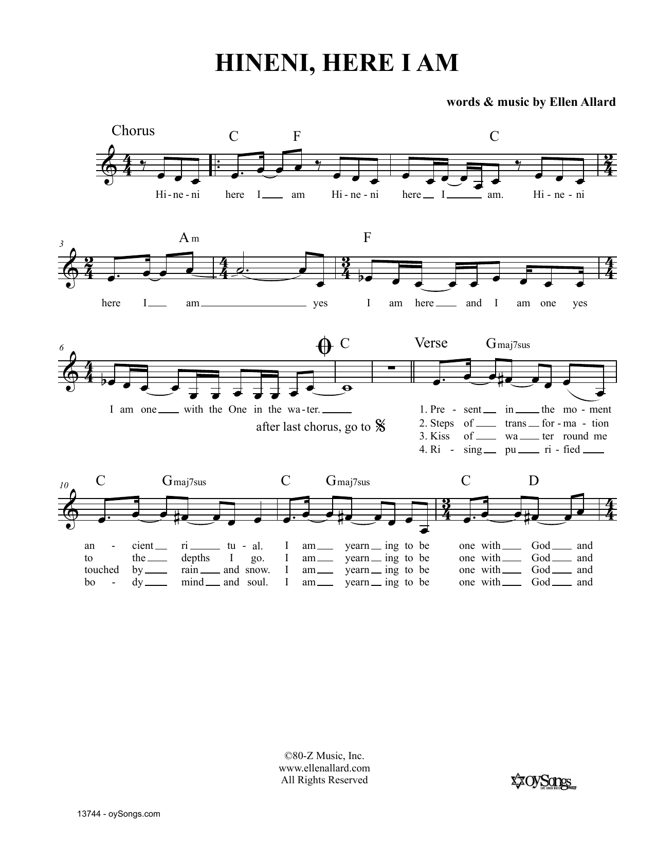 Produktgalerie: Seite 1 von 1 Hineni Here I Am, Ellen Allard, Melodieinstrument
