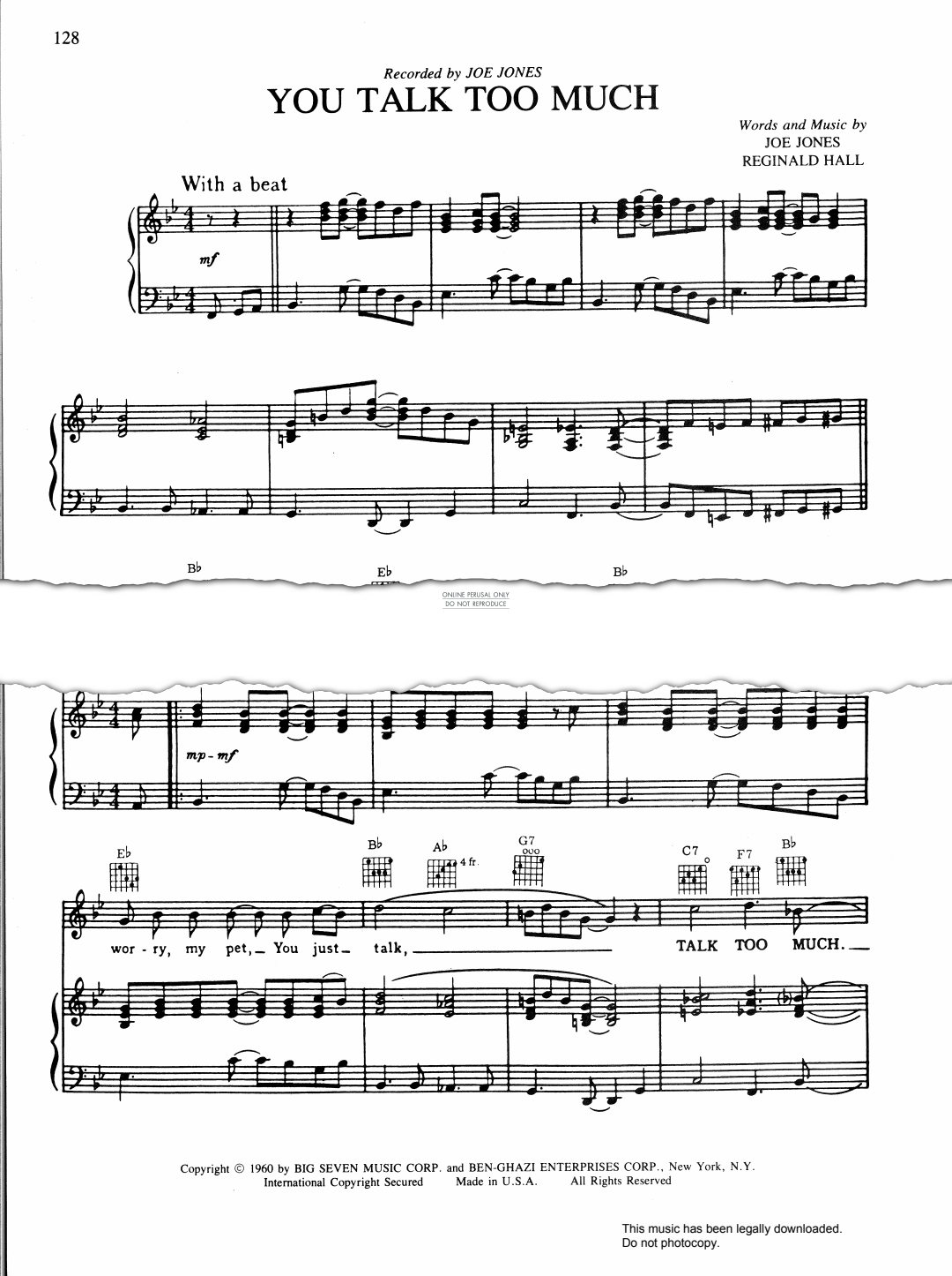 Product picture to: You Talk Too Much - Joe Jones