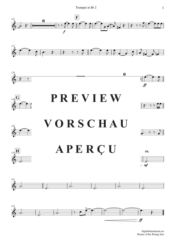 Produktgalerie: Seite 16 von 21 The House Of The Rising Sun , Animals, The, (Trompeten Trio + Klavier)