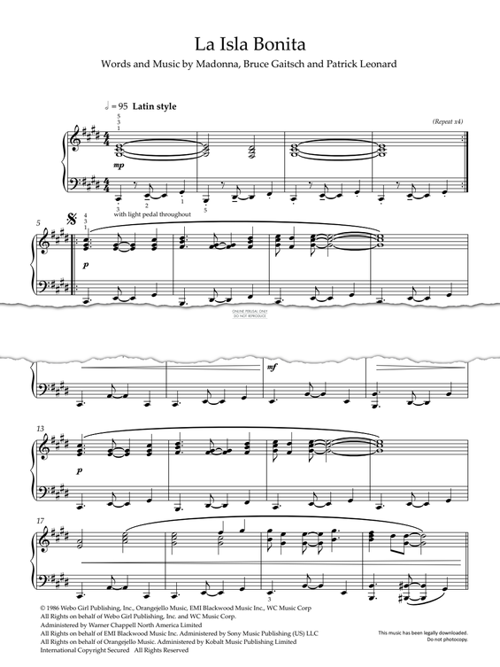 Produktgalerie: Seite 1 von 1 La Isla Bonita, Madonna, Klavier