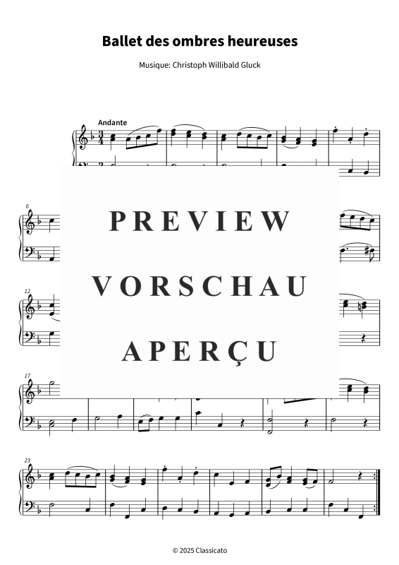 gallery: Ballet des ombres heureuses - version simplifiée, , (Klavier Solo)