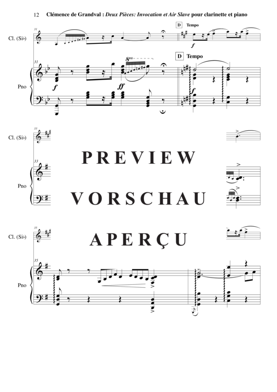 Product gallery: Page 13 of 21 Deux Pièces : Invocation et Air Slave , , (clarinet in Bb + piano)