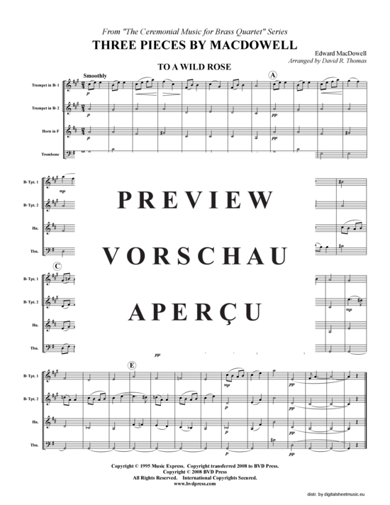 Produktgalerie: Seite 2 von 14 Drei MacDowell Stücke, , (2xTrompete in B, Horn in F, Posaune)