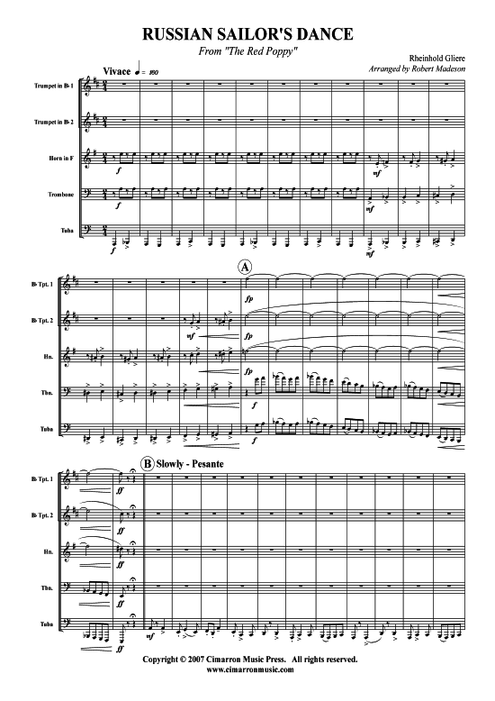 Produktbild zu: Russian Sailor Dance Rheinhold Gliere