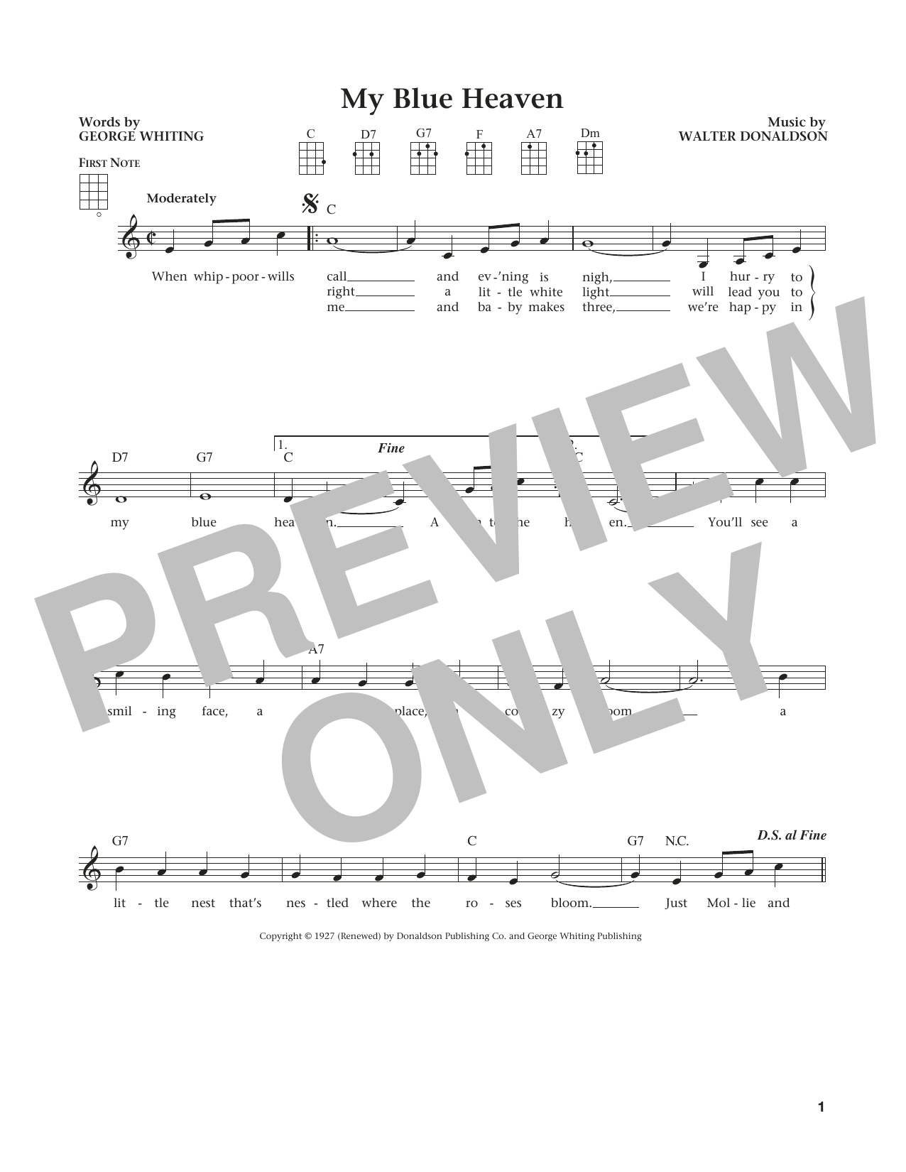 Product gallery: Page 1 of 1 My Blue Heaven (from The Daily Ukulele) (arr. Liz and Jim Beloff), Walter Donaldson