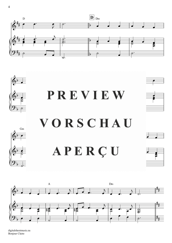 Produktgalerie: Seite 5 von 7 Bonjour Claire, Traditional, Klavier und Gesang