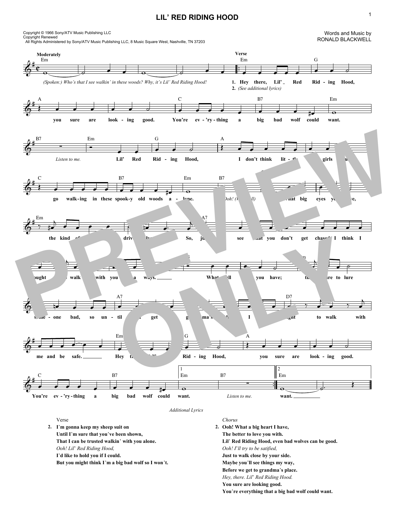 Produktgalerie: Seite 1 von 1 Lil' Red Riding Hood, Sam The Sham & The Pharoahs, Melodieinstrument