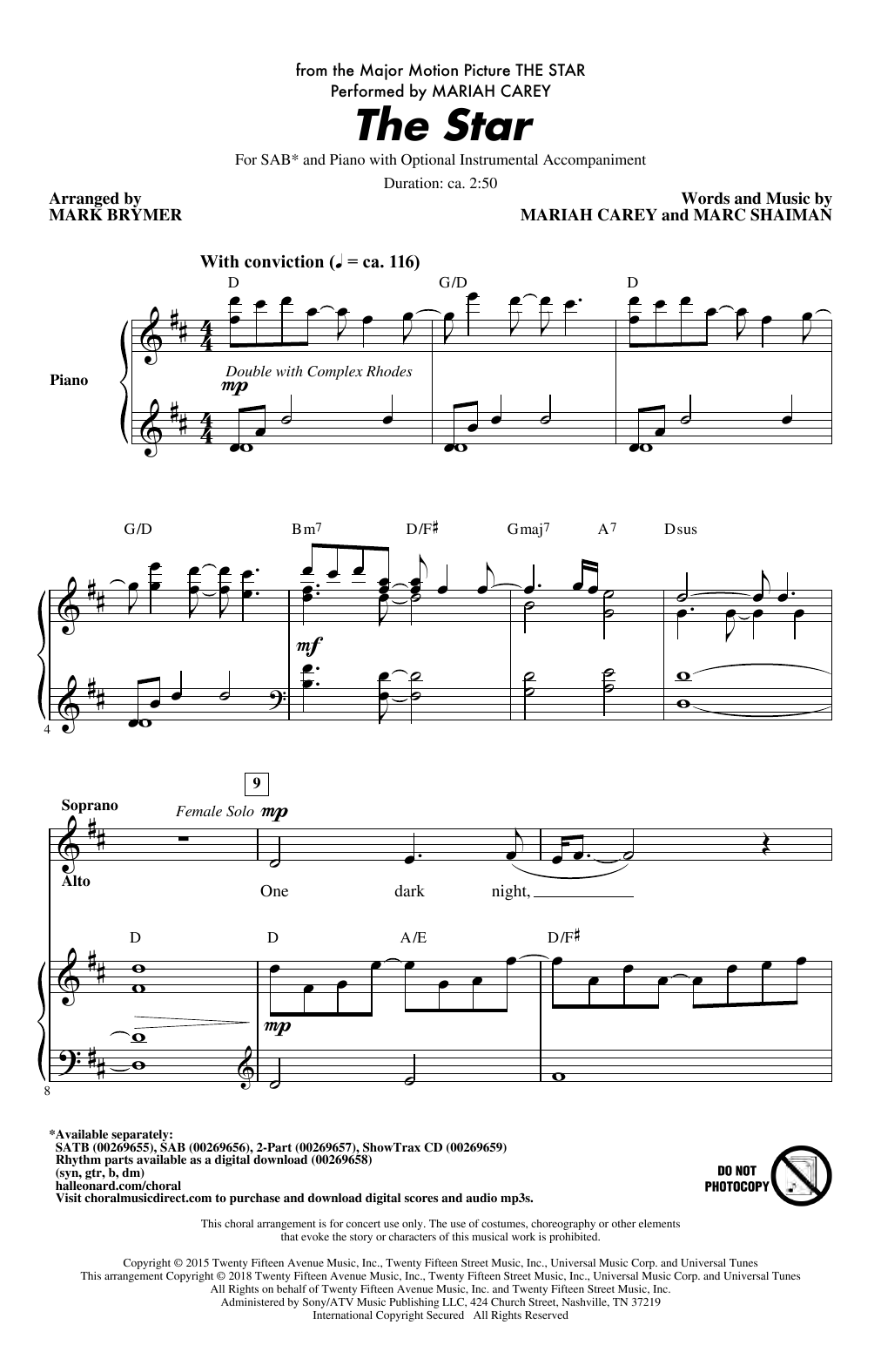 Produktbild zu: The Star (arr. Mark Brymer)