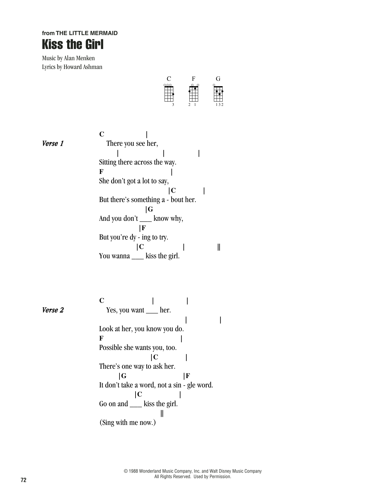 Product gallery: Page 1 of 1 Kiss The Girl (from The Little Mermaid), Alan Menken & Howard Ashman