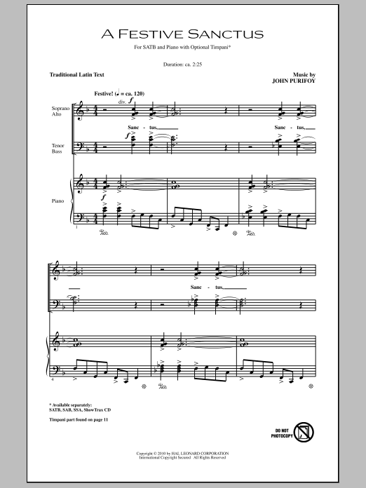 Produktgalerie: Seite 1 von 1 A Festive Sanctus, John Purifoy, Chor