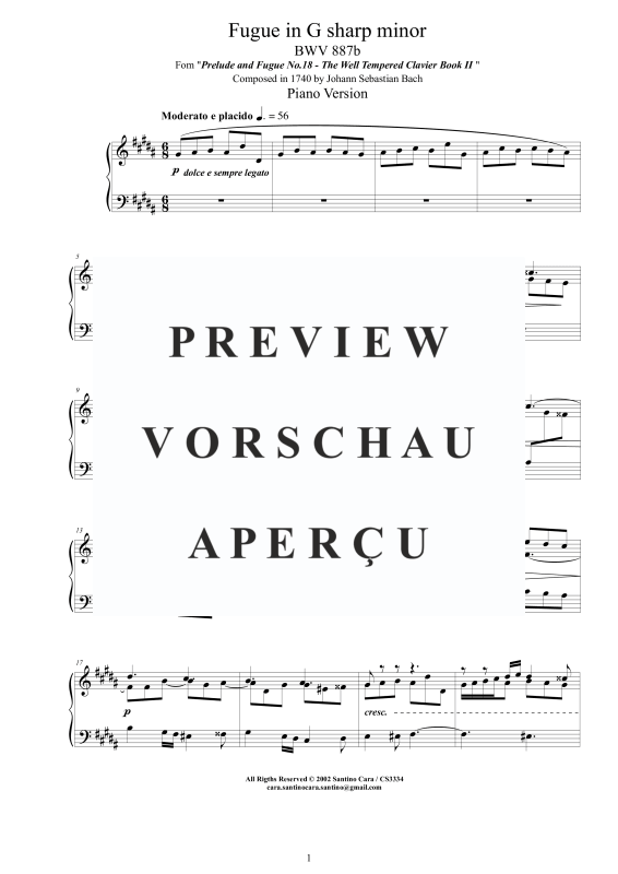 Produktgalerie: Seite 2 von 8 Fuge in Gis-Moll BWV 887b, , Klavier Solo