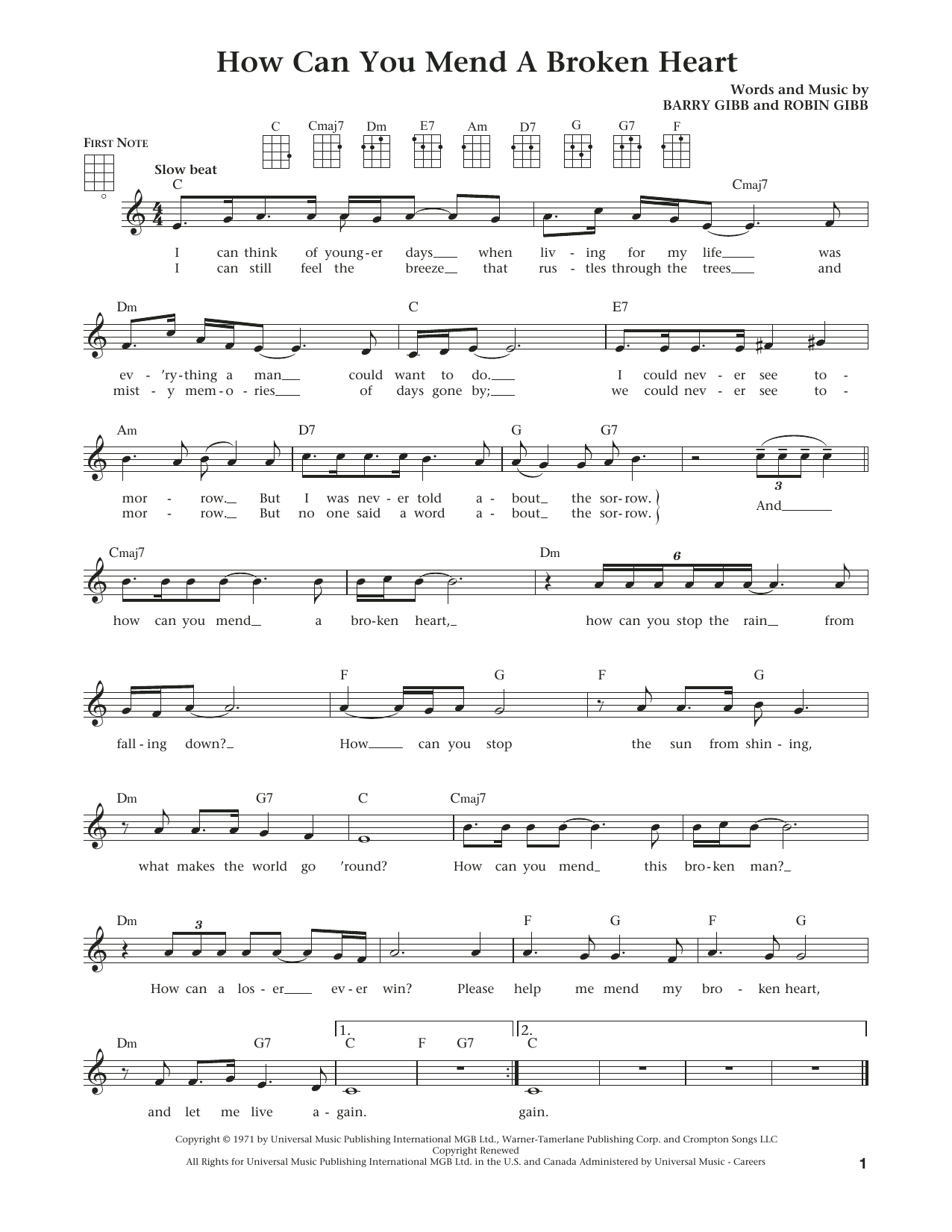 Product gallery: Page 1 of 1 How Can You Mend A Broken Heart (from The Daily Ukulele) (arr. Liz and Jim Beloff), The Bee Gees