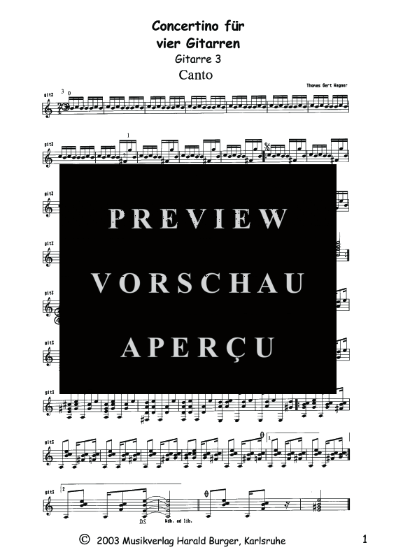 Produktgalerie: Seite 2 von 5 Concertino für 4 Gitarren, , Quartett Gitarre - Gitarre 3
