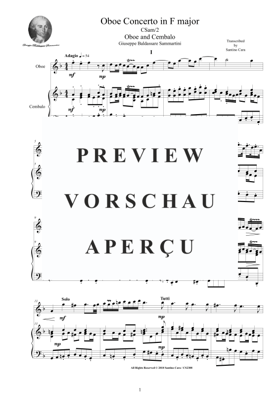 Produktgalerie: Seite 2 von 11 Oboen Konzert in F-Dur No. 1, , Oboe und Cembalo/Klavier