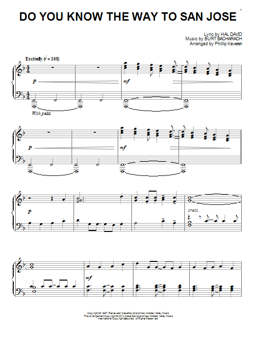 Product picture to: Do You Know The Way To San Jose (arr. Phillip Keveren)