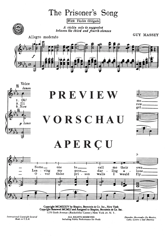Produktgalerie: Seite 3 von 8 The Prisoner´s Song , Popular Standard, Klavier und Gesang