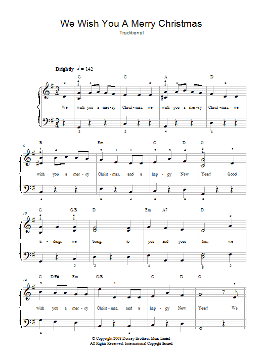 Produktgalerie: Seite 1 von 1 We Wish You A Merry Christmas, Traditional English Folksong, Klavier